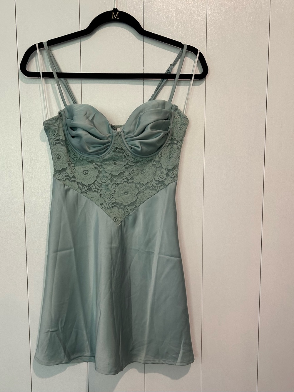 Hello Molly Sage Green Lace-Trim Slip Dress